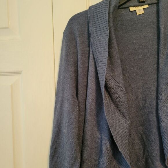 Avenue Blue Drape Front Cardigan Sweater Size 18/20 - Picture 3 of 6